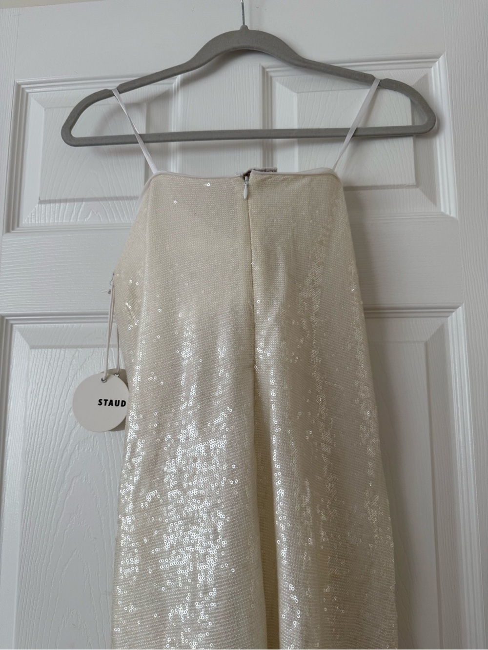 STAUD Casey Floral Embroidered Sequin Strapless Dress Magnolia NEW with tags - Picture 5 of 12